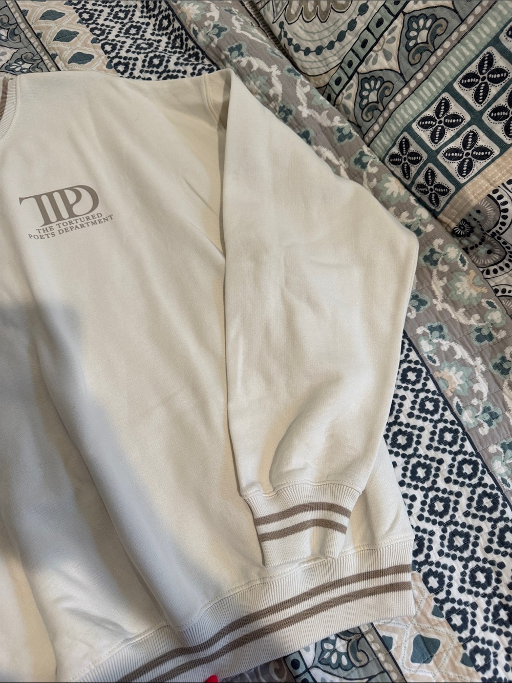 Taylor Swift TTPD Cream Sweatshirt with Tan Trim - Picture 5 of 6